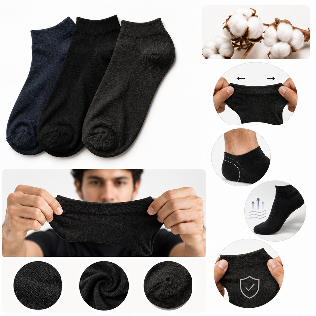 Stitchr Ankle Socks for Unisex - Pack of 3