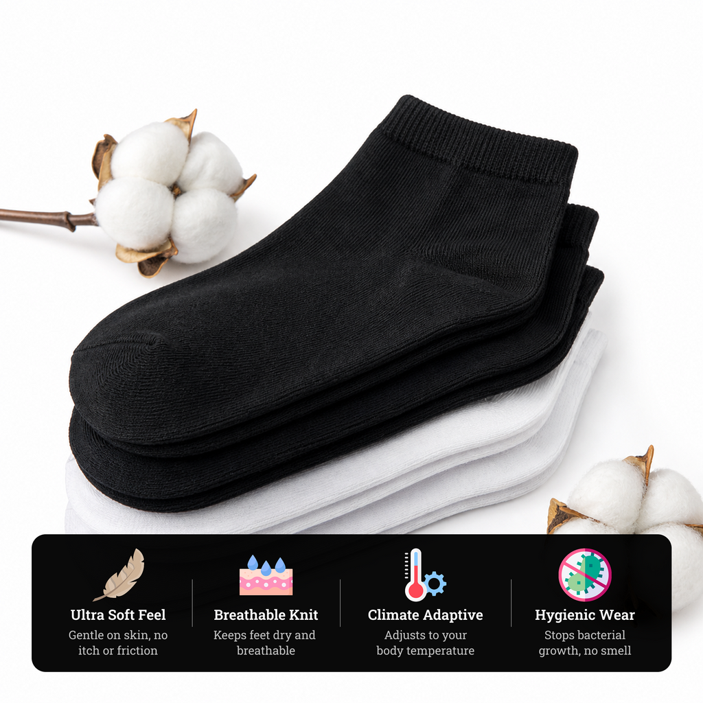 Unisex Ankle Socks | Breathable Cotton Daily Use