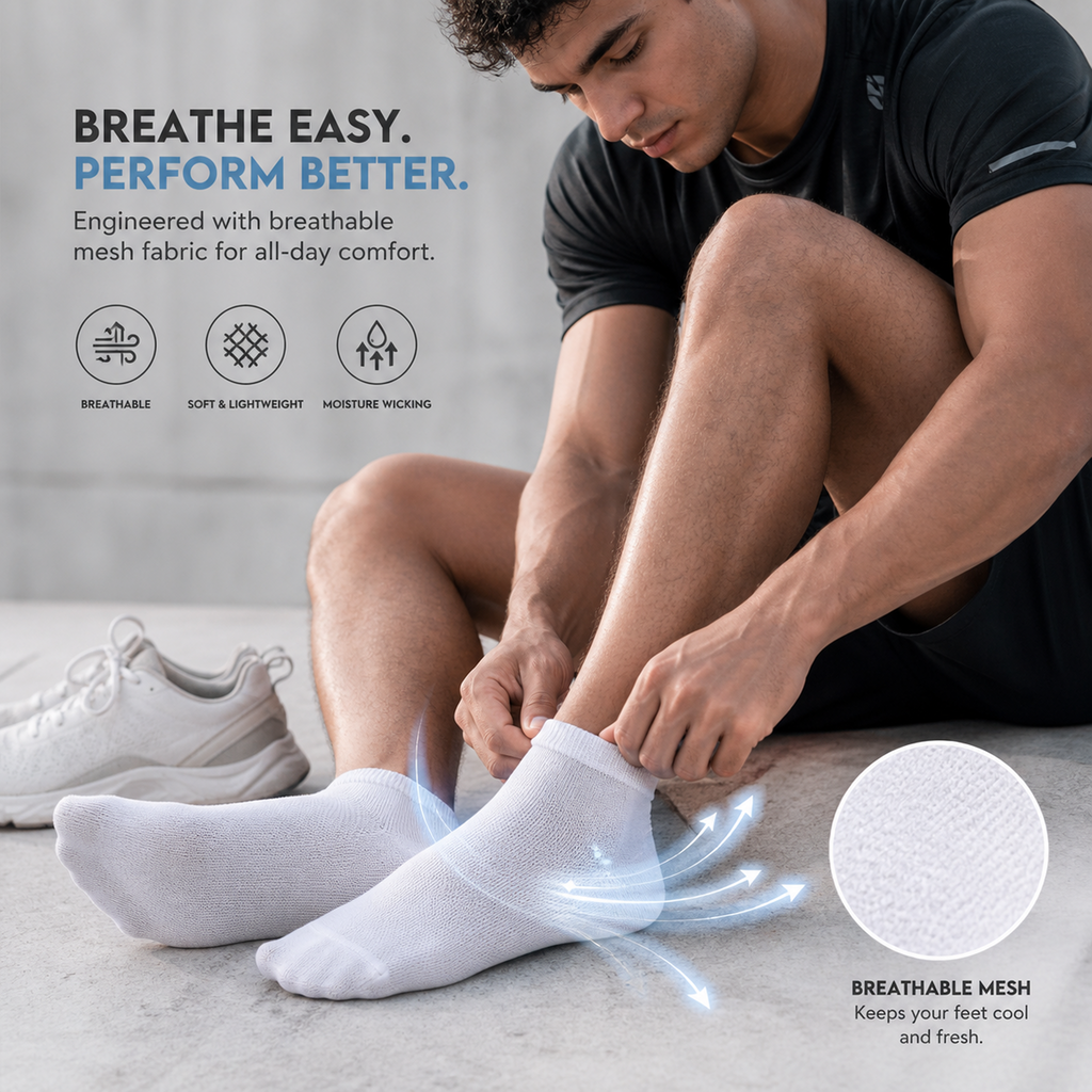 Unisex Ankle Socks | Breathable Cotton Daily Use